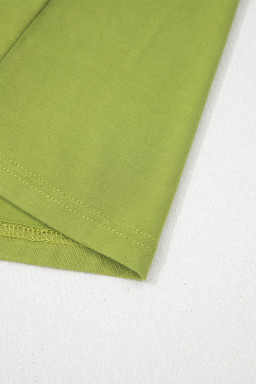 Fern Green Solid V Neck Cap Sleeve Tunic Elastic Waist Versatile Maxi Dress