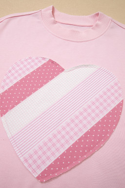 Light Pink Sweetheart Patchwork Oversize Sweatshirt