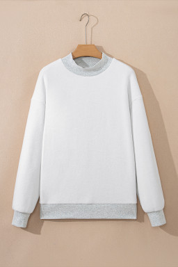 Light Grey Oversize Drop Shoulder Reversible Mock Neck Sweatshirt