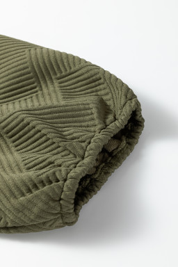 Jungle Green Plus Size Textured Contrast Trim Quarter Zip Bracelet Sleeve Mini Dress