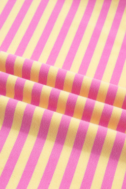 Rose Stripe Drop Shoulder Boxy Casual Terry Short Set