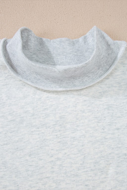 Light Grey Oversize Drop Shoulder Reversible Mock Neck Sweatshirt