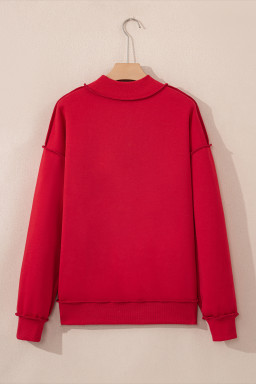Racing Red Oversize Drop Shoulder Reversible Mock Neck Sweatshirt