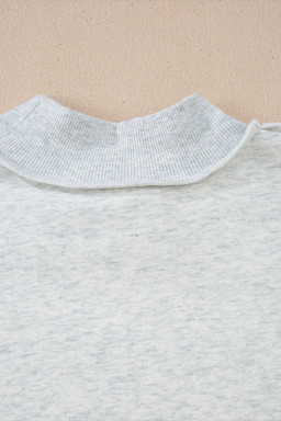 Light Grey Oversize Drop Shoulder Reversible Mock Neck Sweatshirt