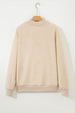 Apricot Oversize Drop Shoulder Reversible Mock Neck Sweatshirt