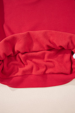 Racing Red Oversize Drop Shoulder Reversible Mock Neck Sweatshirt