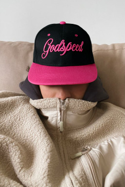 Rose Red Godspeed Letter Embroidered Color Block Cap
