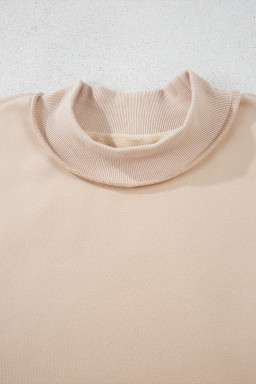 Apricot Oversize Drop Shoulder Reversible Mock Neck Sweatshirt