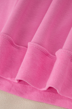 Bright Pink Oversize Drop Shoulder Reversible Mock Neck Sweatshirt