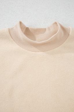 Apricot Oversize Drop Shoulder Reversible Mock Neck Sweatshirt