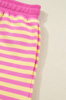 Rose Stripe Drop Shoulder Boxy Casual Terry Short Set