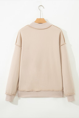 Apricot Oversize Drop Shoulder Reversible Mock Neck Sweatshirt