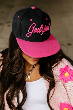 Rose Red Godspeed Letter Embroidered Color Block Cap