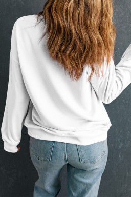 White LOUISIANA Colorful Letter Printed Drop Shoulder Sweatshirt
