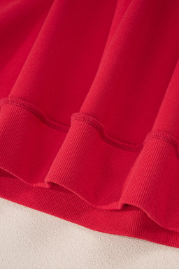 Racing Red Oversize Drop Shoulder Reversible Mock Neck Sweatshirt