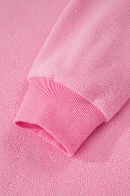 Bright Pink Oversize Drop Shoulder Reversible Mock Neck Sweatshirt