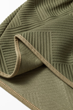 Jungle Green Plus Size Textured Contrast Trim Quarter Zip Bracelet Sleeve Mini Dress