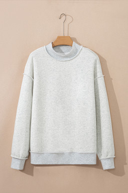 Light Grey Oversize Drop Shoulder Reversible Mock Neck Sweatshirt