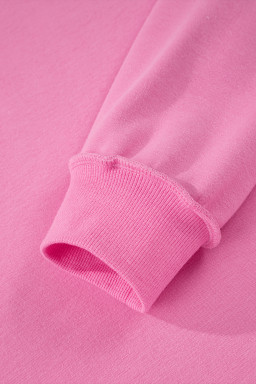 Bright Pink Oversize Drop Shoulder Reversible Mock Neck Sweatshirt