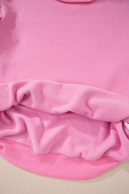 Bright Pink Oversize Drop Shoulder Reversible Mock Neck Sweatshirt