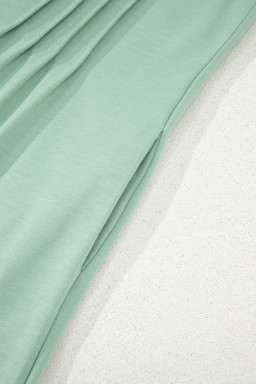 Smoke Green Tie V Neck Pintuck Sleeveless Loose Romper