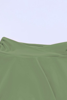 Green Criss Cross Waist Flared Swim Skirt