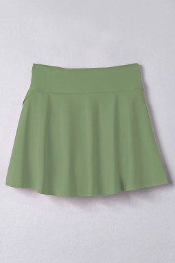 Green Criss Cross Waist Flared Swim Skirt