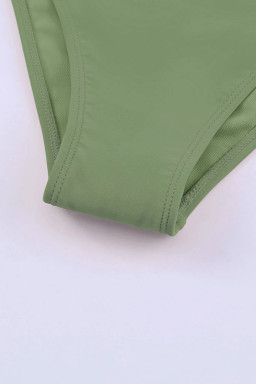 Green Criss Cross Waist Flared Swim Skirt