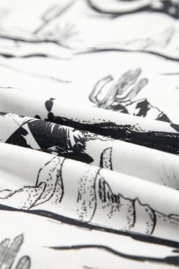 White Desert Sand Print Short Sleeve Knit Top