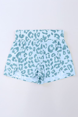 Beau Blue Leopard High Waisted Athletic Shorts