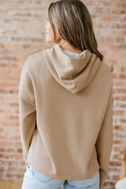 Parchment Thermal Textured Leopard Drawstring Baggy Hoodie