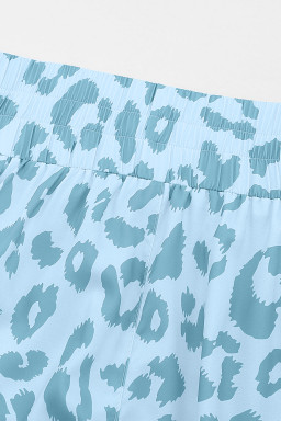 Beau Blue Leopard High Waisted Athletic Shorts