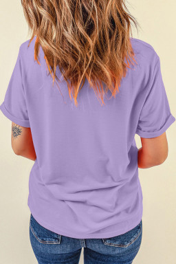 Wisteria Mardi Gras Ribbon Bow Slogan Printed Casual T Shirt