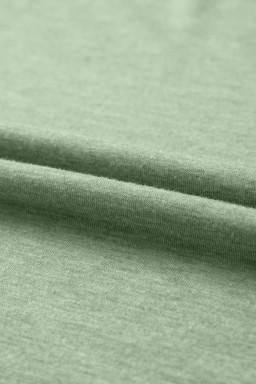 Grass Green Solid Color V Neck Long Sleeve Stretchy Top