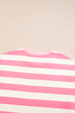 Pink Stripe Cap Sleeve Shift T Shirt Dress