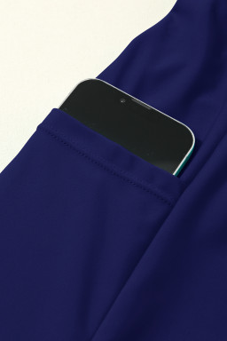 Navy Blue Drawstring Elastic Waist Lined Ruffle Shorts Bikini Bottom