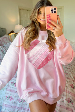 Light Pink Sweetheart Patchwork Oversize Sweatshirt