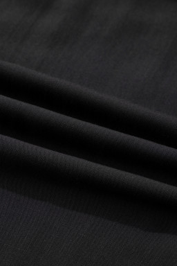 Black Contrast Leopard Trim Split Neck Long Sleeve Casual Midi Dress