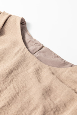 Pale Khaki Solid Color Keyhole Puffy Tank Drawstring Loose Pants 2pcs Outfit