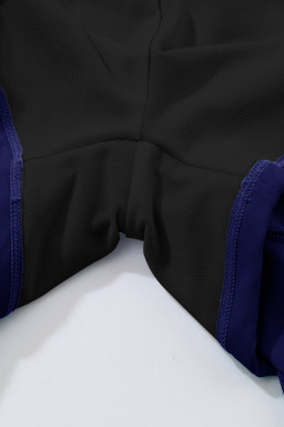 Navy Blue Drawstring Elastic Waist Lined Ruffle Shorts Bikini Bottom