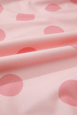 Pink Polka Dot Printed Long Sleeve Flared Mini Dress