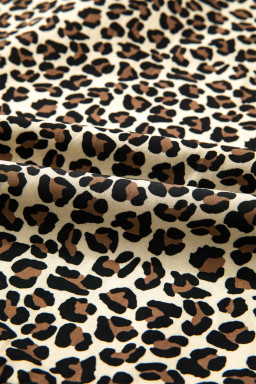 Black Leopard Print Striped Color Block Trim V Neck Bracelet Sleeve Mini Dress