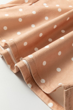 Khaki Polka Dot Print Drawstring Wide Leg Pants