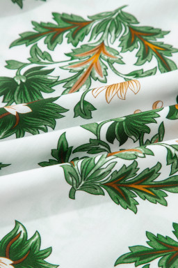 Green Plus Size Floral Printed Contrast Patchwork Detail Tassel Tie 3/4 Sleeve Blouse