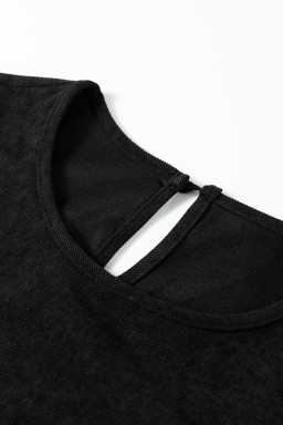 Black Lantern Sleeve Tiered Mini Dress