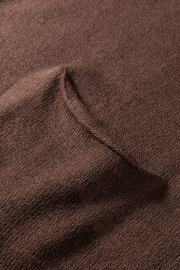 Dark Brown Ribbed Deep V Neckline Front Pocketed Loose Tunic Sweater Vest