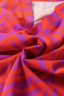 Multicolour Abstract Print V Neck Cuffed Short Sleeve Shift Slit Blouse