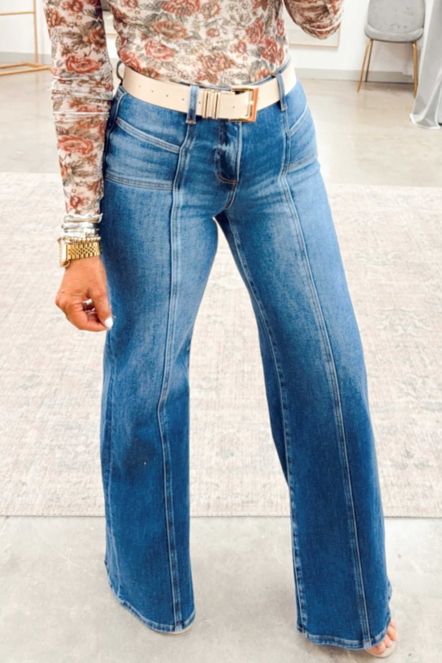 Sky Blue Tailored Seam Detail Womens Shift Jeans