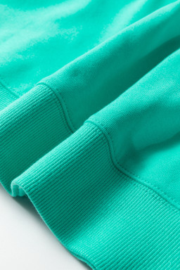 Sea Green Oversize Blessed Embroidered Mock Neck Sweatshirt