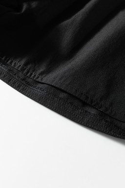 Black Elastic Waist Varsity Striped Detail Athleisure Shorts